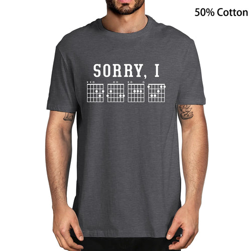 100% Cotton Funny Sorry I-DGAF Hidden Message Guitar Chords Vintage