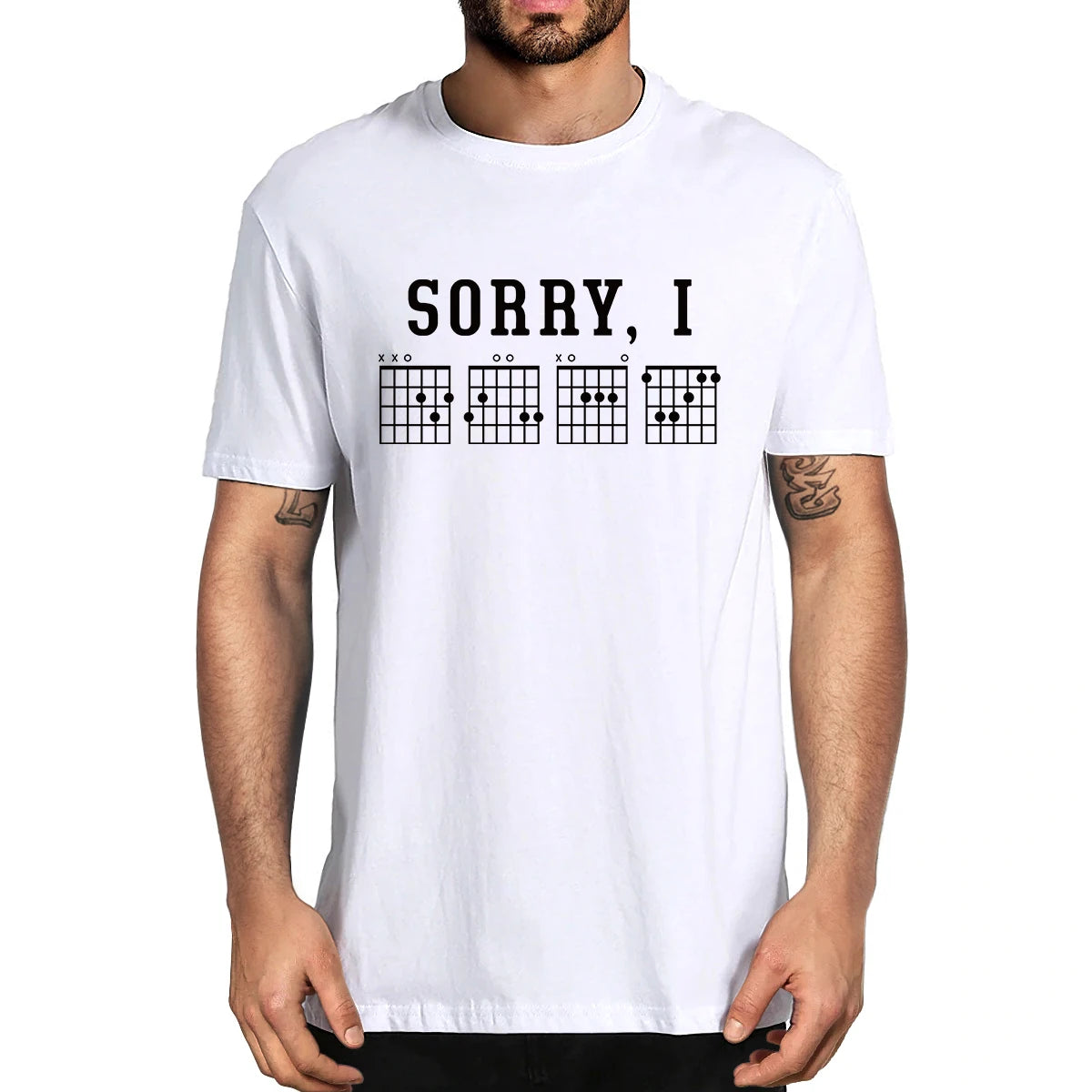 100% Cotton Funny Sorry I-DGAF Hidden Message Guitar Chords Vintage