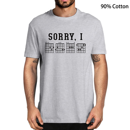 100% Cotton Funny Sorry I-DGAF Hidden Message Guitar Chords Vintage